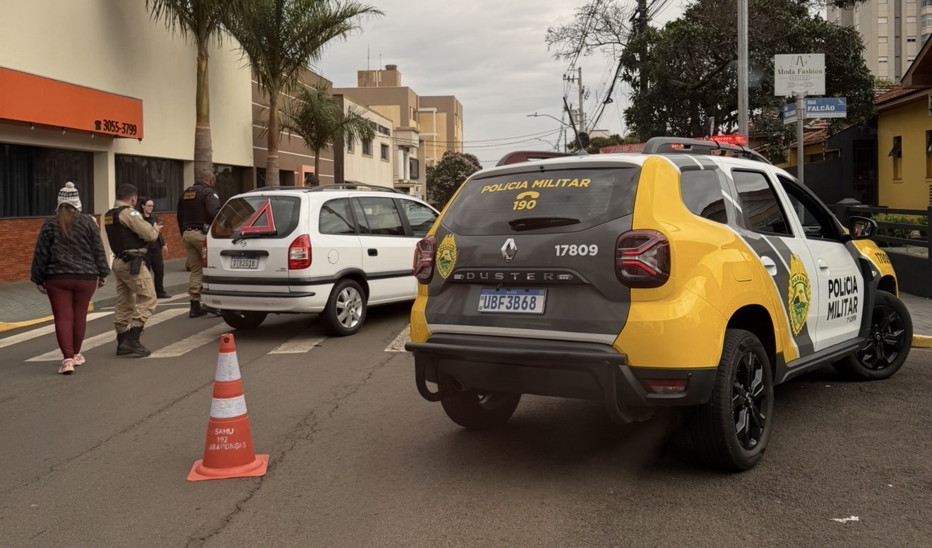 Idosa de 87 anos é atropelada na faixa de pedestres em Arapongas