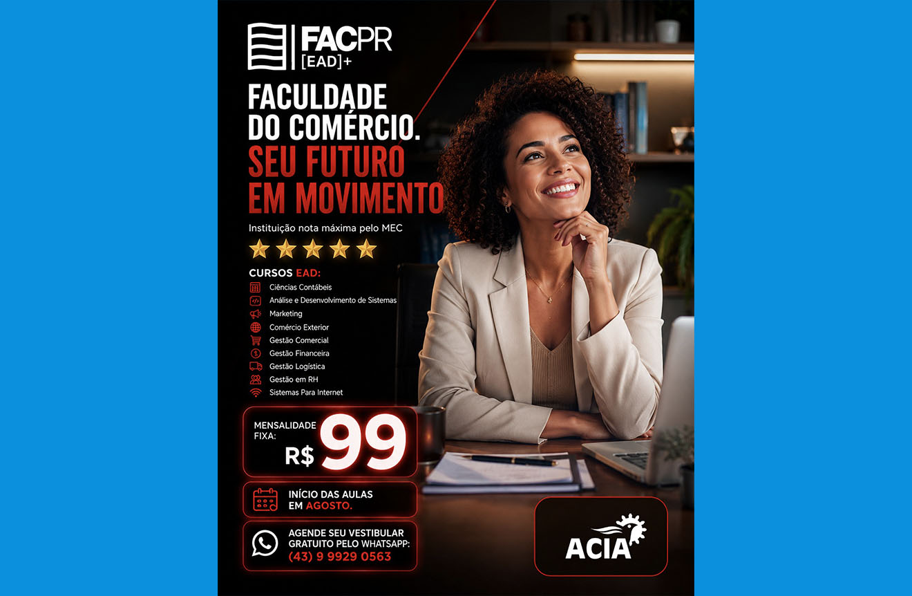 PARCERIA EXCLUSIVA DA ACIA TRAZ CURSOS DE GRADUAÇÃO A R$ 99