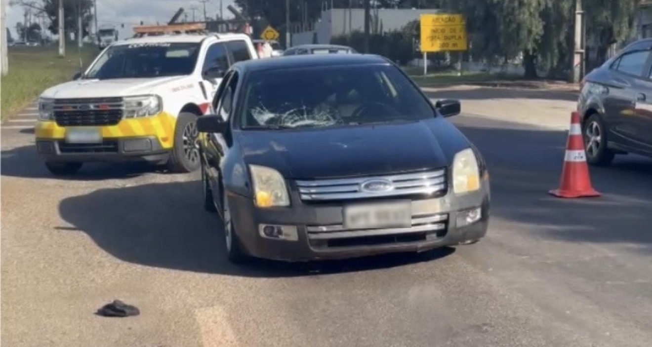 Tentativa de travessia termina em acidente e deixa ciclista ferido na BR-369